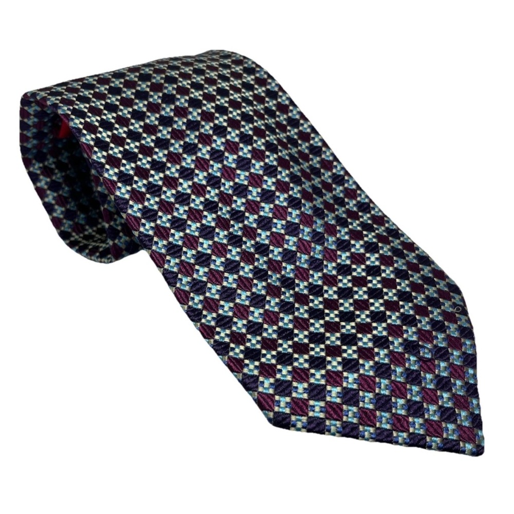 Christian Lacroix Woven Diamond Jacquard Geometric 100% Silk Tie Made in Italy